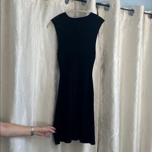 Elegant Black Sleeveless Knit  Dress